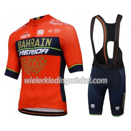 Set Fietsshirt + Korte Koersbroek 2018 Bahrain-Merida N001